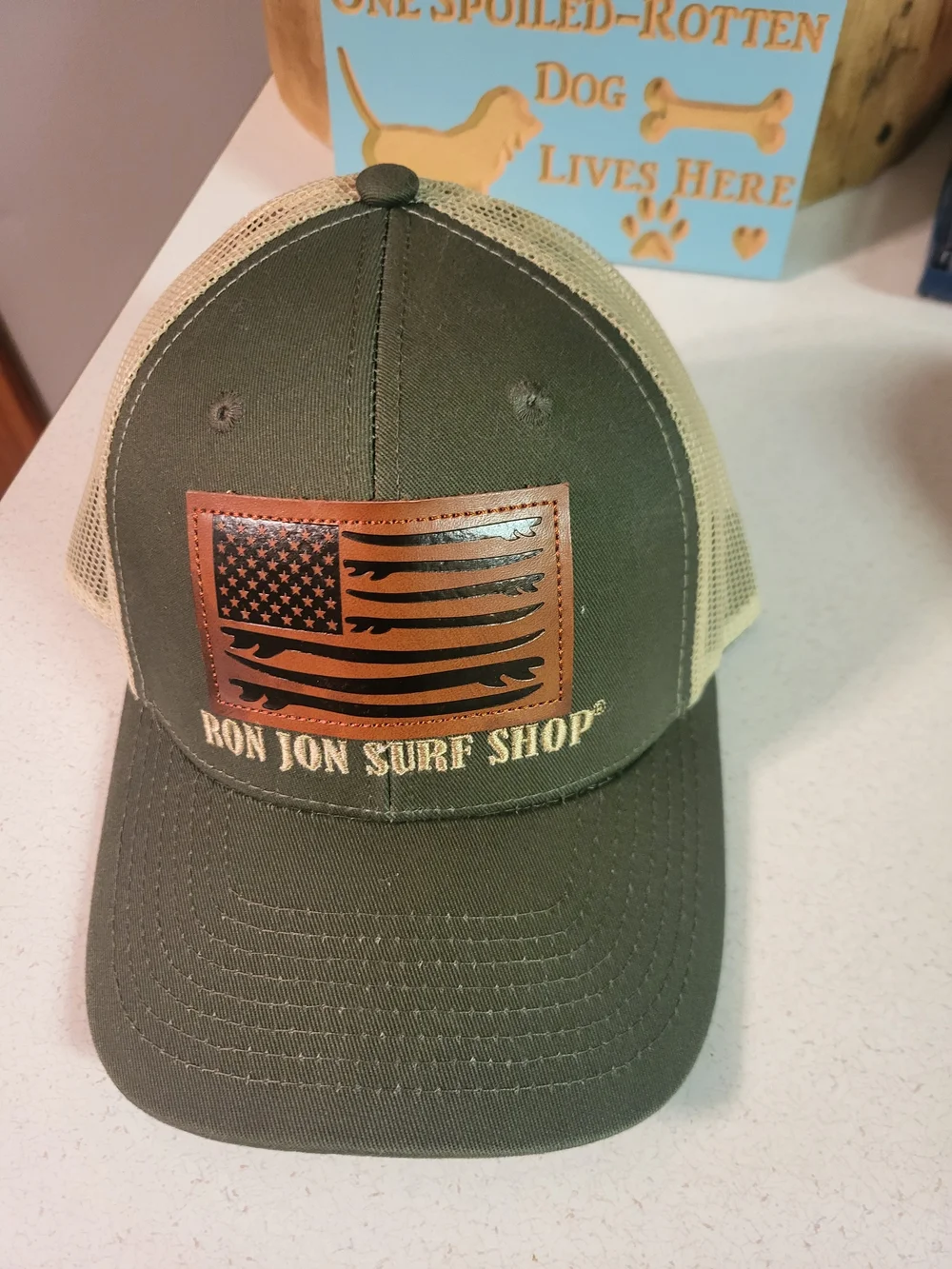 Ron Jon Surf Shop Olive and Tan Mesh Trucker Hat